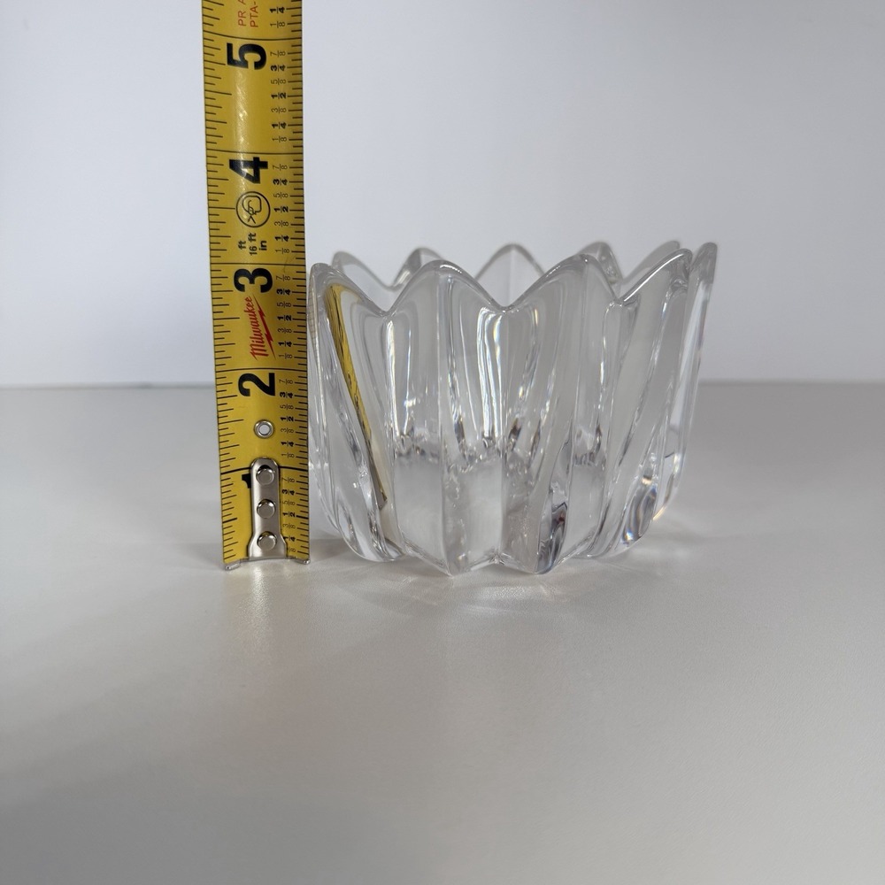 Trinket Bowl Orrefors Sweden small crystal Fleur 3"x4" glass Star Shaped Decor - Picture 5 of 8